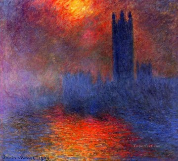 Casas del Parlamento Efecto de la luz del sol en la niebla Claude Monet Pinturas al óleo